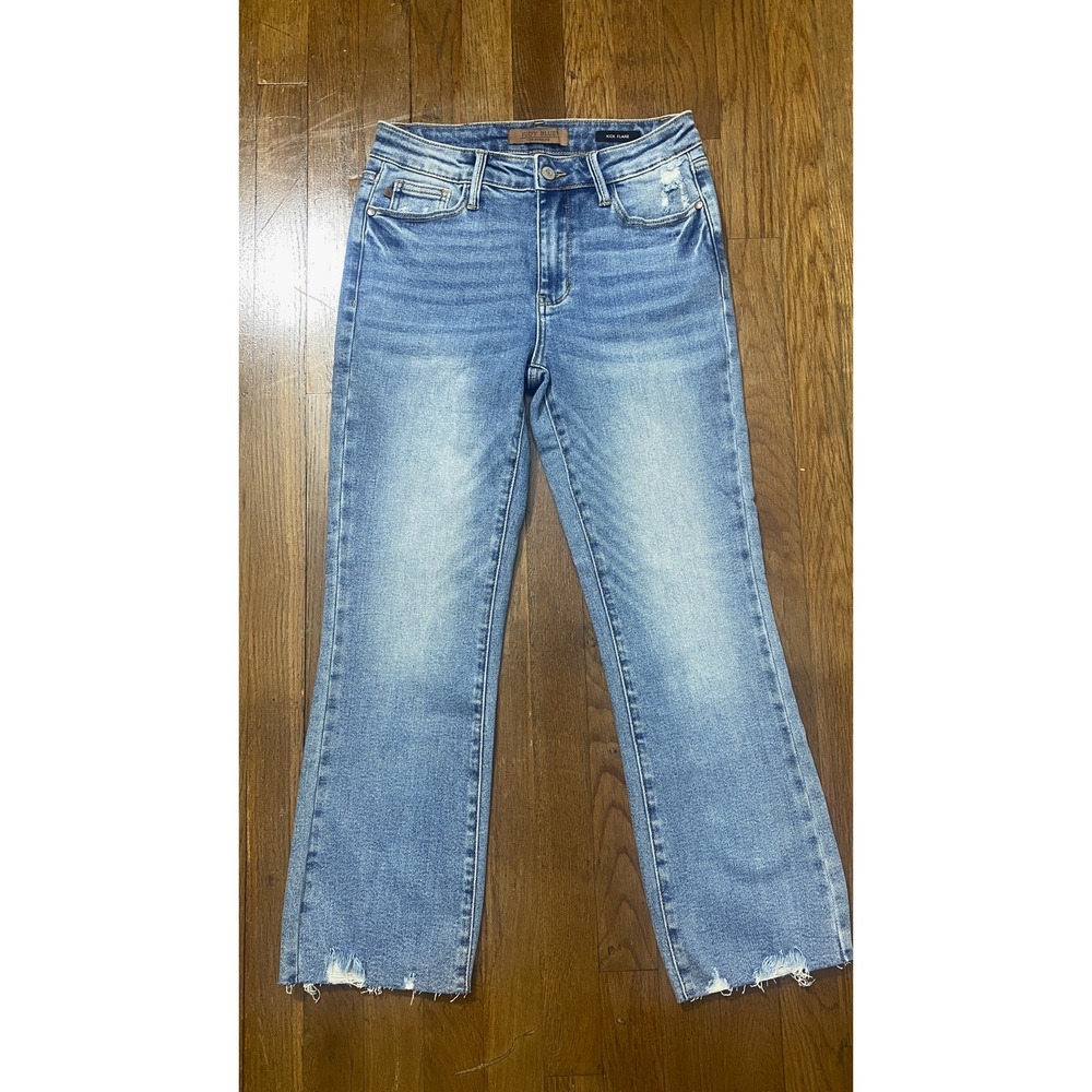 Judy Blue Kick Flare Jeans Size 26 Light Wash Distressed Nice Fade Stretch Boho